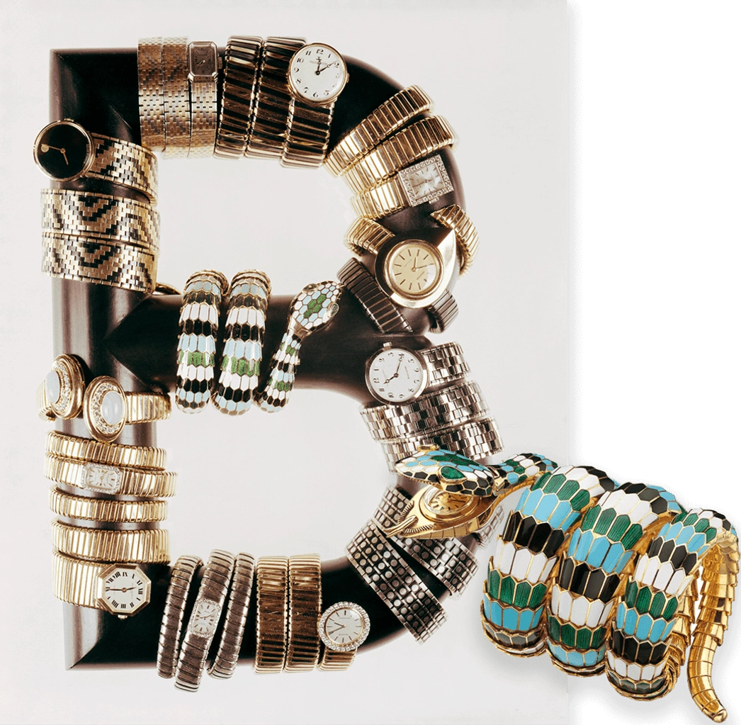 Bvlgari Serpenti and Tubogas watches, 1970s campaign